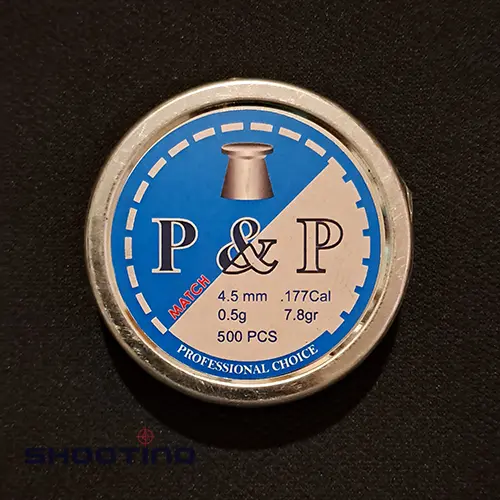 ساچمه سر تخت سالنی P&P کالیبر 4.5 (جعبه فلزی)